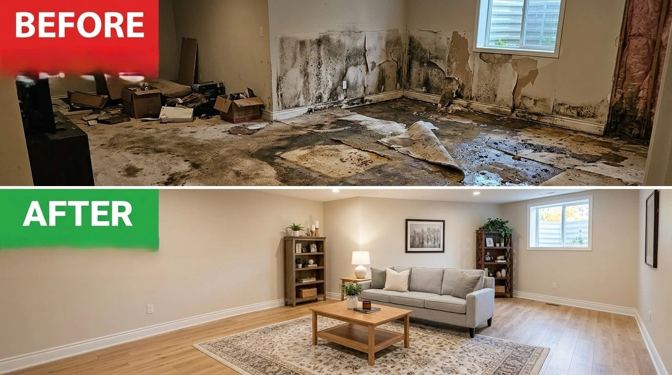 Water Damage Restoration Before and After in Milwaukee WI by Calat Milwau Plumbing
